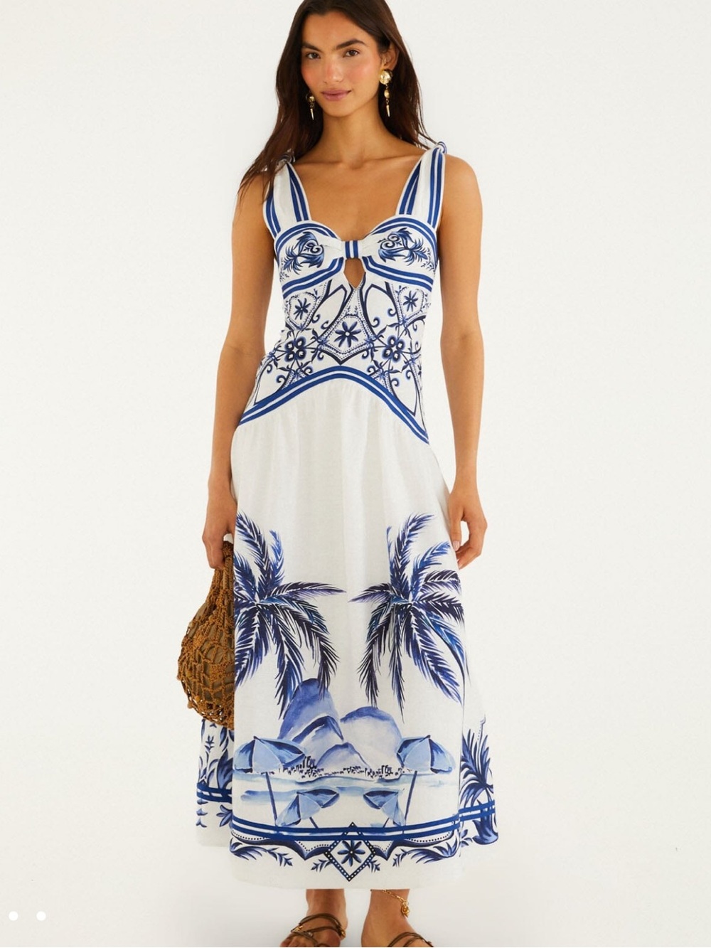 NWT Farm Rio Linen Cutout Dress